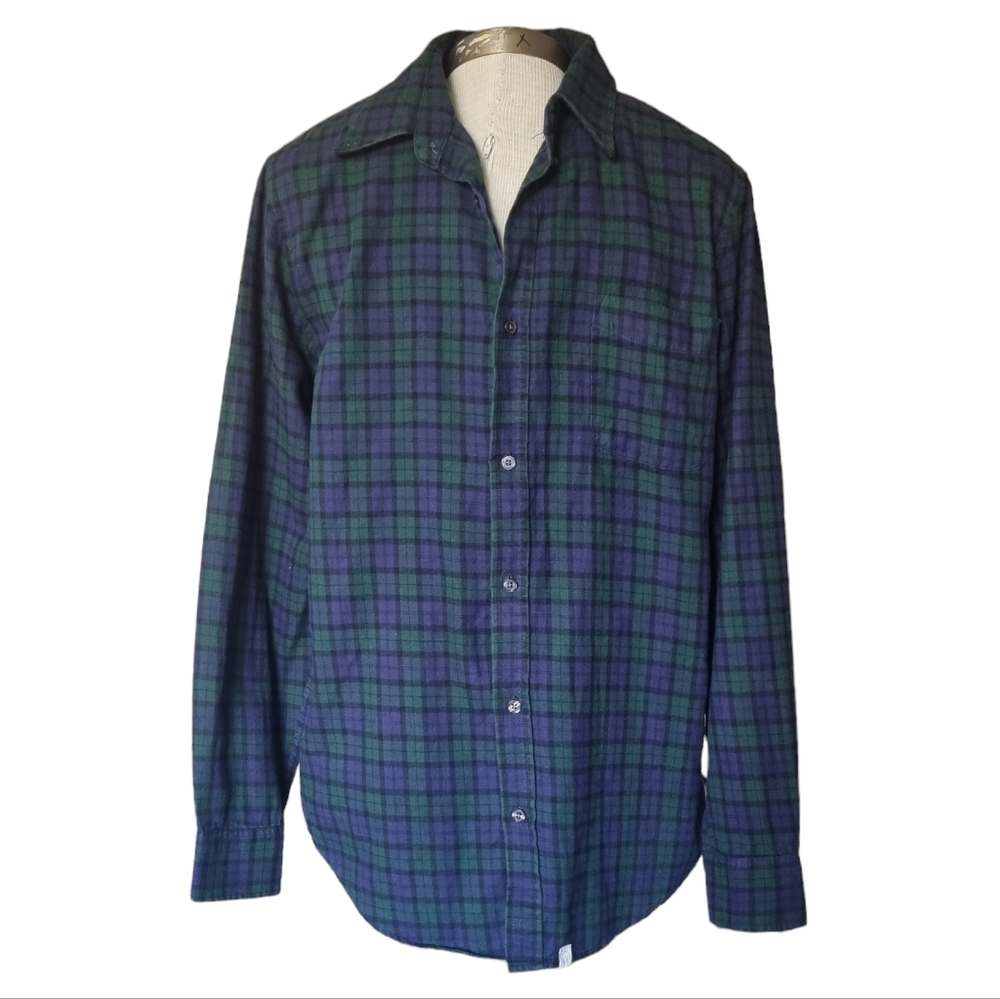 Five Four Nick Wooster blue green plaid button down shirt size medium